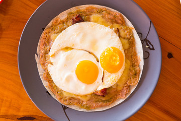 close up fried egg
