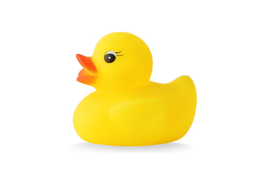 Yellow rubber duck bath - isolated object