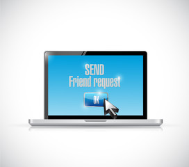 send friend request message on a computer laptop