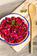 Vegetable salad. Beetroot salad.