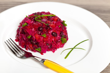 Traditional Russian vegetable salad. Vinaigrette