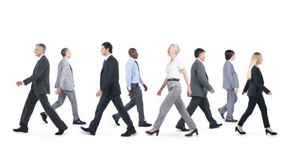 Diverse group of business person walking