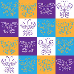 Seamless wallpaper with decorative butterflies