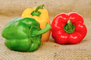 three bell peppers isolated