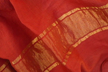 indian sari with golden stripes