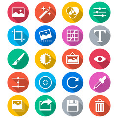 Photography flat color icons