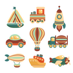 Transport Toys Icons Set