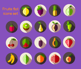 Fruits icons flat