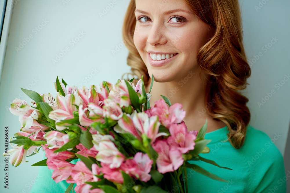 Sticker Girl with bouquet