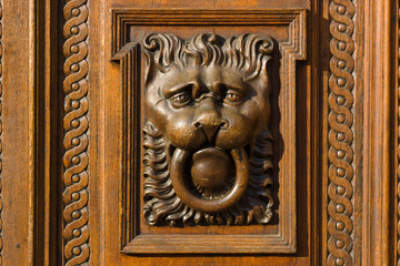 Decoration vintage gate of the Old Town Hall. Prague.