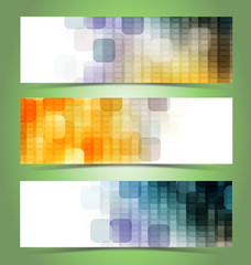 Abstract geometric mosaic banners