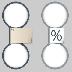 Fototapeta premium object with paper on notes and two circular area for entering te