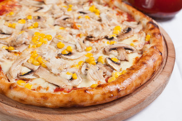 Pizza Milano with corn and mushrooms