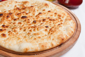 Garlic focaccia pizza