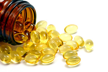 Oval shape of soft gelatin capsule medicine.