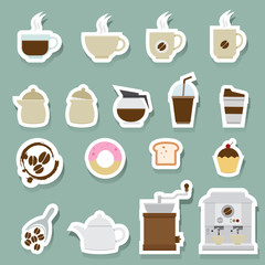 Coffee and tea Icons set