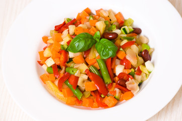 Mixed vegetables on a plate