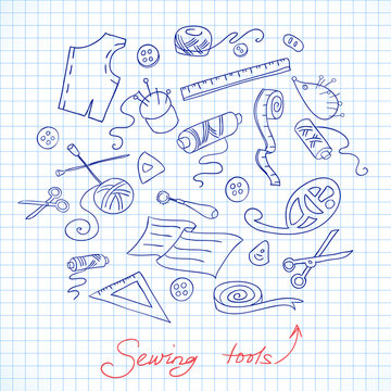 Sketch of sewing tools