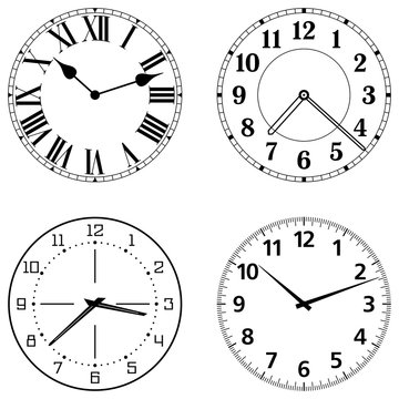 Set of different clock faces