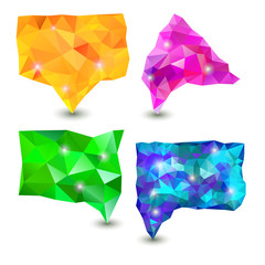 Abstract geometric speech bubble with triangular