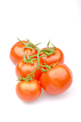 Bunch of fresh tomatoes ， Isolated on white background.