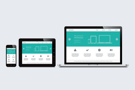 smartphone, tablet and laptop responsive webdesign