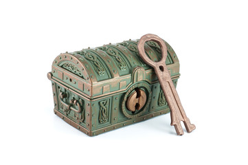A treasure chest and key