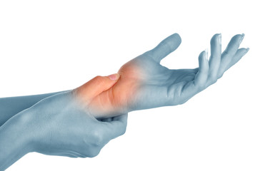 Acute pain in a woman wrist.