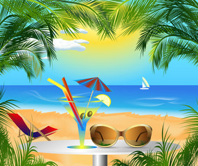 summer card with sea view