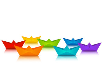 Rainbow paper boats for Your design