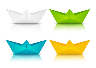 Set of color paper boats