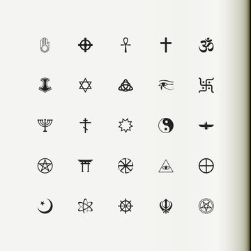 Set of vector icons. Religion, spirituality, occultism.