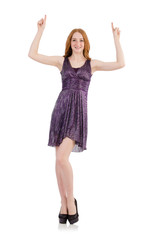 Fototapeta premium Woman in attractive dress isolated on white