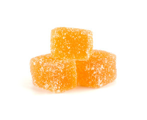 Delicious colorful marmalade isolated on white background