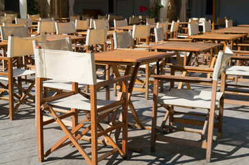 Fototapeta na wymiar Terrace with tables and chairs