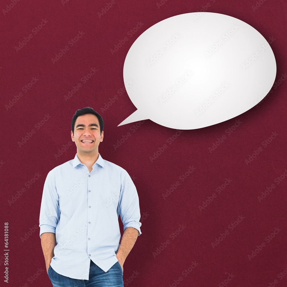 Poster Composite image of smiling casual man standing