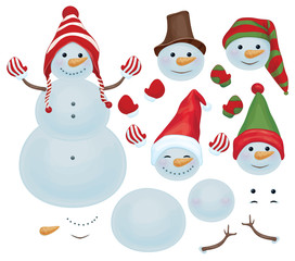 Vector snowman template, make own snowman,  snowman can change f