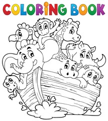 Fototapeta premium Coloring book Noahs ark theme 1