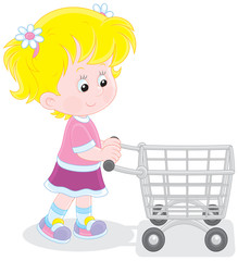 Girl with a shopping trolley