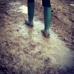 wellies in mud