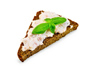 Sandwich one with cream of salmon and mayonnaise