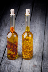 Natural diy infused olive oil with chili and lemon