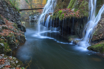 Fototapeta na wymiar Bigar Cascade Falls in Beusnita Gorges National Park, Romania