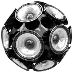 Audio speakers sphere isolated on white