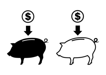 Piggy bank on white background