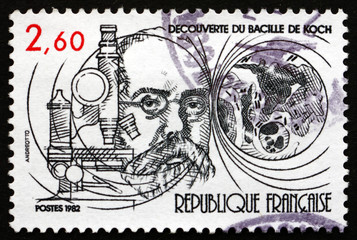 Postage stamp France 1982 TB Bacillus Discovered by Robert Koch