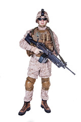 US marine studio shot on white background