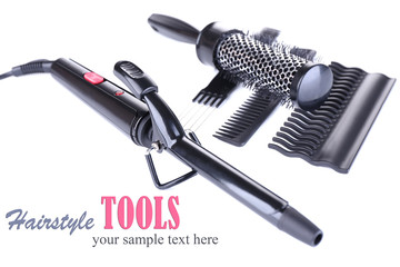 Professional hairdresser tools isolated on white