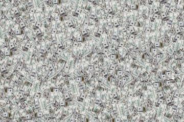 Flying Dollar Banknotes as Background