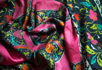 Fototapeta na wymiar silk fabric with easten pattern